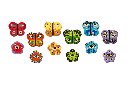 Butterfleye’s Garden | Butterfly Eyeball Rugs + Flowers | Assorted Colors | Handmade