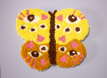 Butterfleye’s Garden | Butterfly Eyeball Rugs + Flowers | Assorted Colors | Handmade