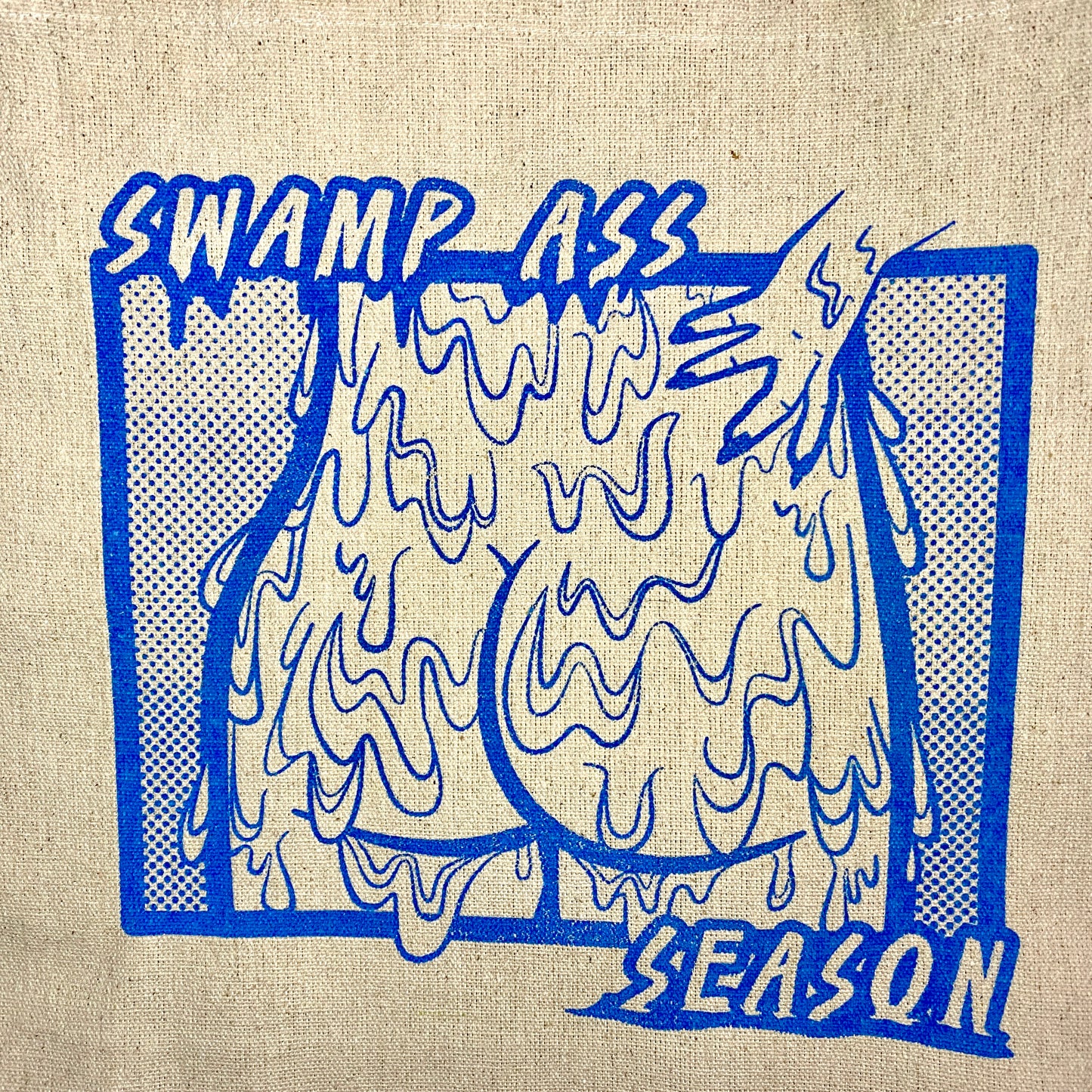 Swamp Ass Season Tote Bag | Canvas Reusable Bag | Screen Printed Design | Hand-Dyed Handles