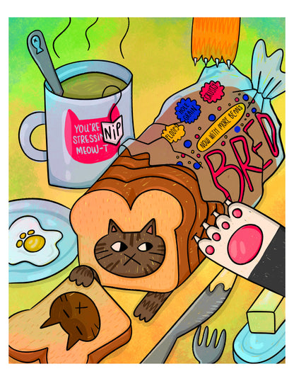 Loafin' Cat Breakfast Series Art Print