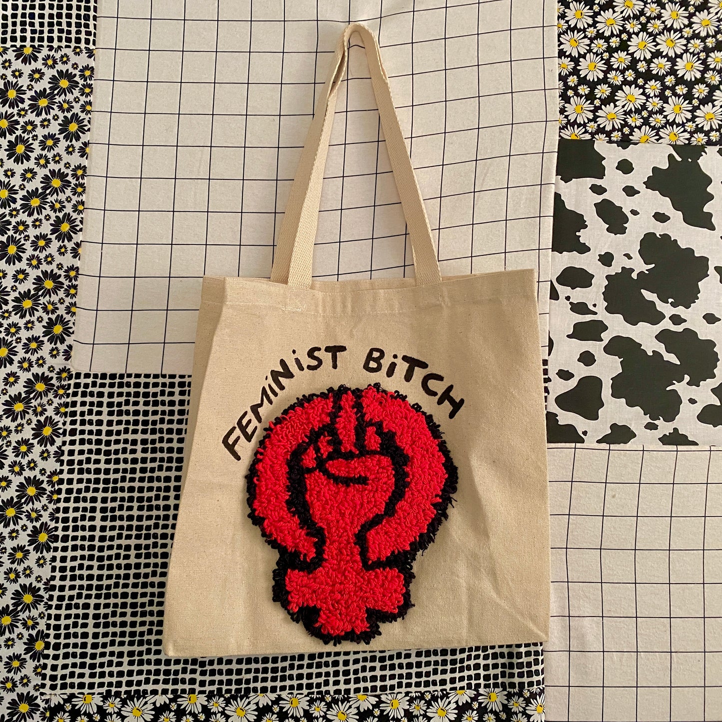 Feminist Bitch Tote Bag with Rug