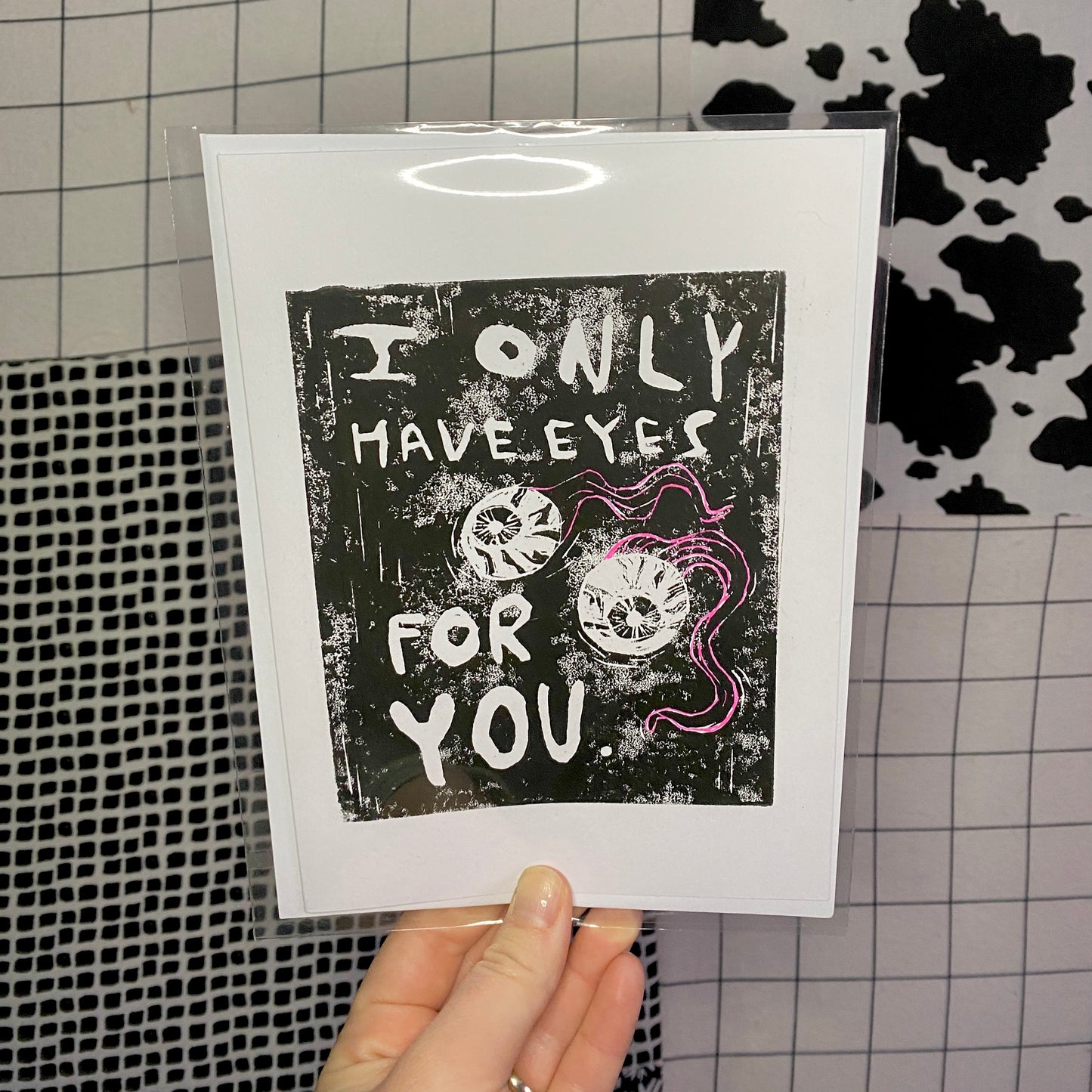 Creepy Love Letters | Relief Printed Linocut | Blank Greeting Cards with Envelope