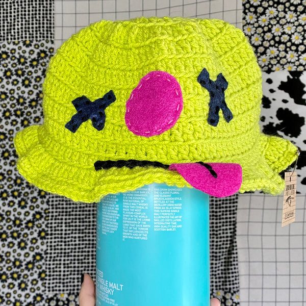 Moody Crochet Bucket Hat | Mixed Fiber Art Media | Handmade Wearable Art