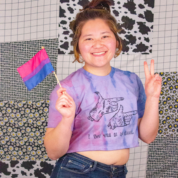I Put The Bi In Bitch | Bisexual Pride Crop Top or Regular Tee | Screen Printed Rainbow Roll