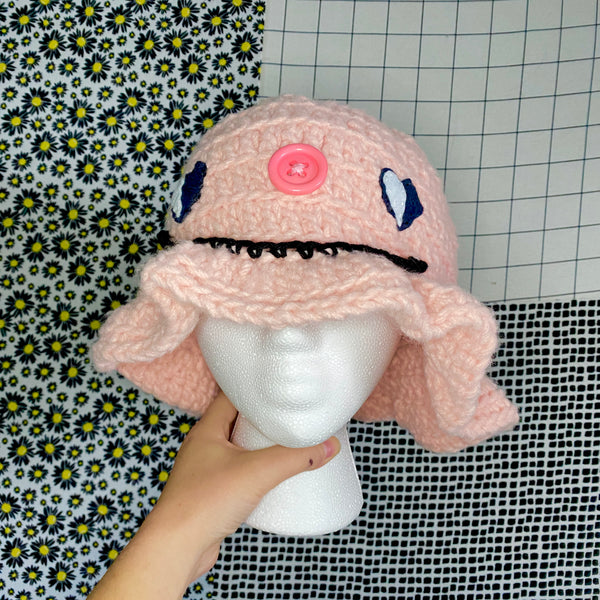 Moody Crochet Bucket Hat | Mixed Fiber Art Media | Handmade Wearable Art
