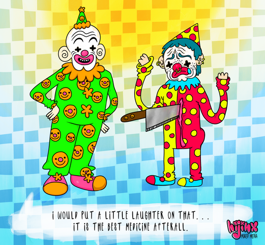 Clown On Clown Crime Art Print (Laughter is the Best Medicine After All)
