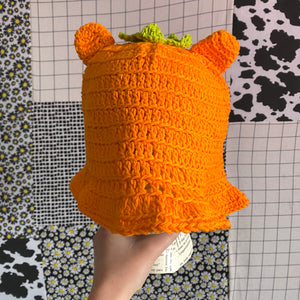 Fruit Cat Crochet Bucket Hat | Assorted Fruits | Cotton Yarn or Upcycled Acrylic Yarn